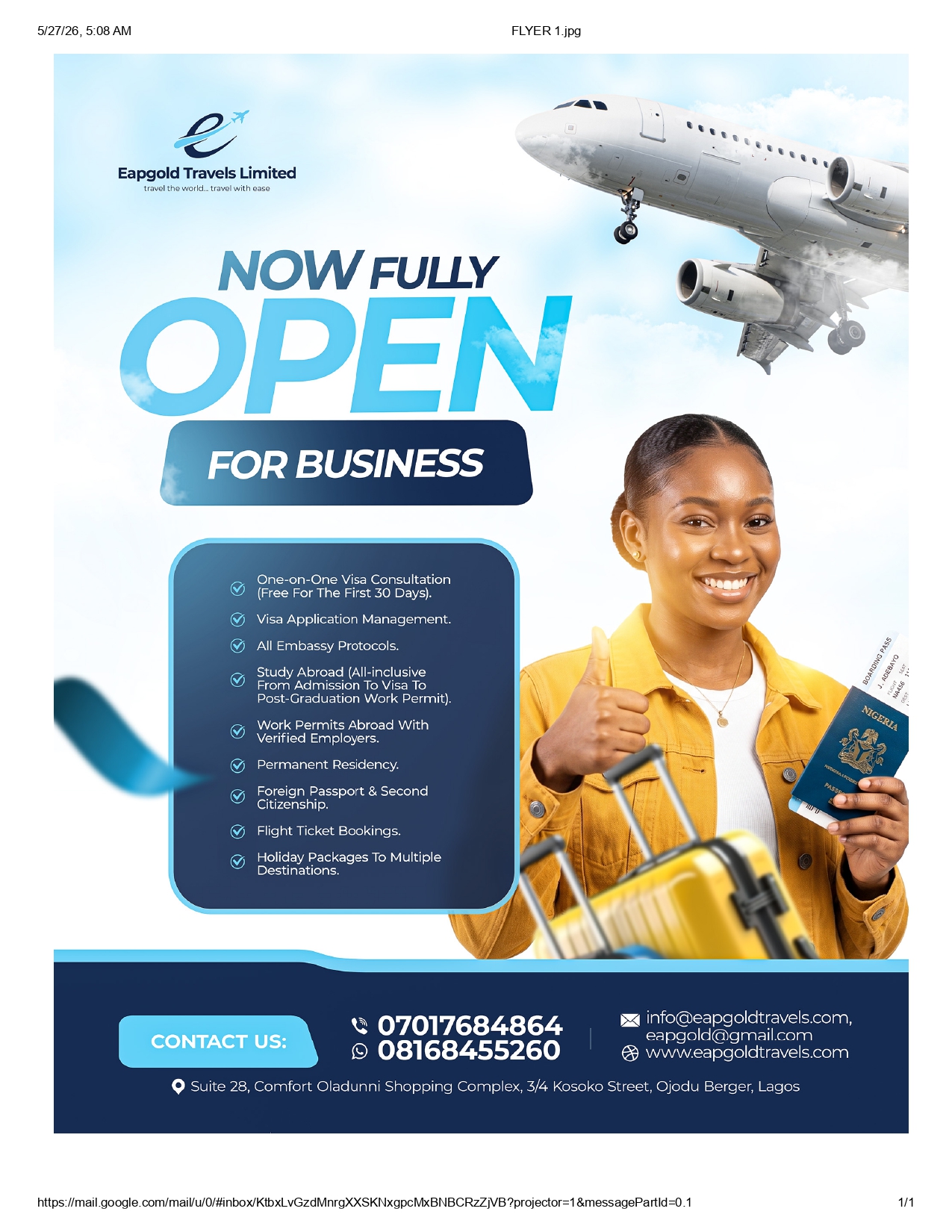 Now Fully Open For Business!