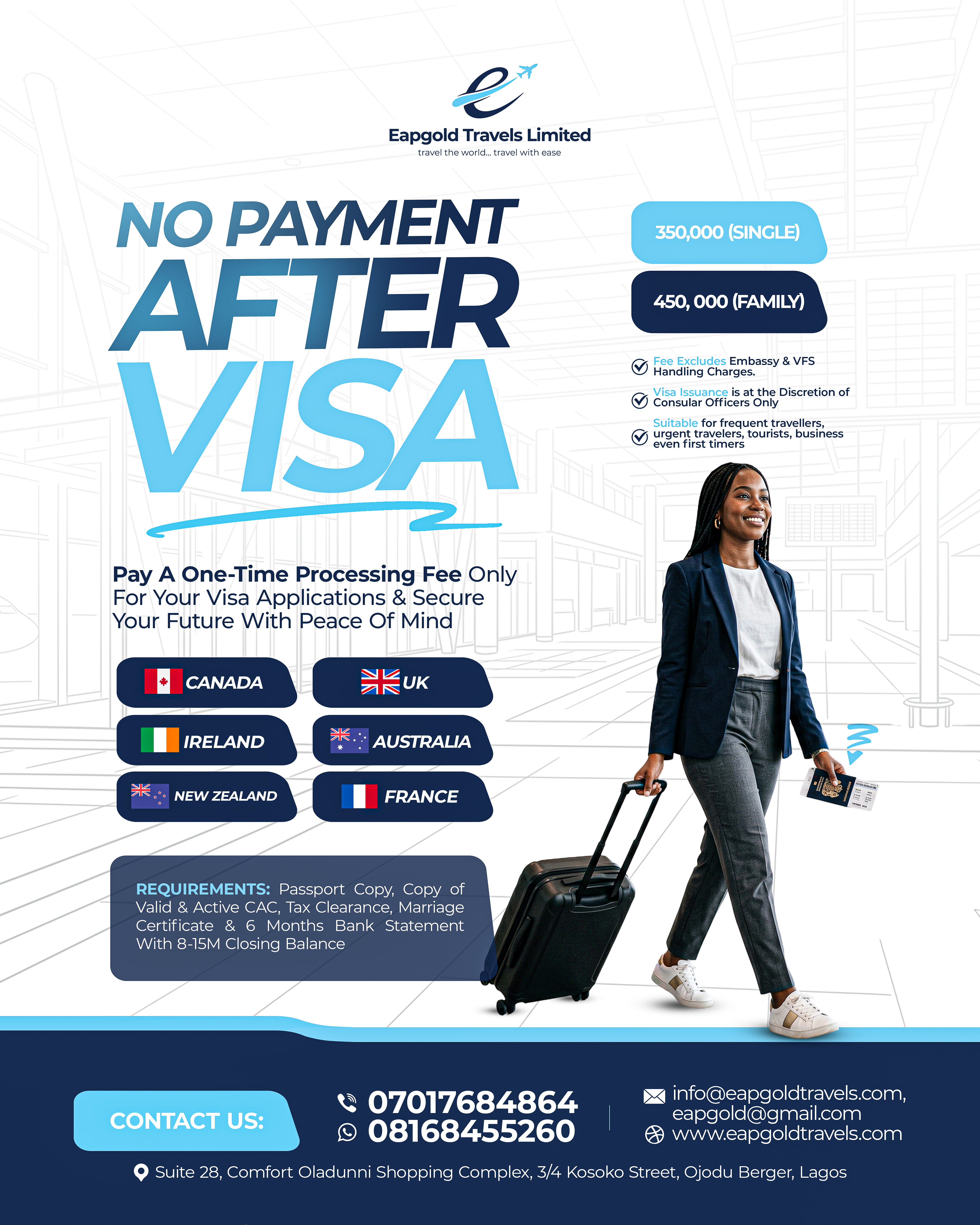 NO PAYMENT AFTER VISA!