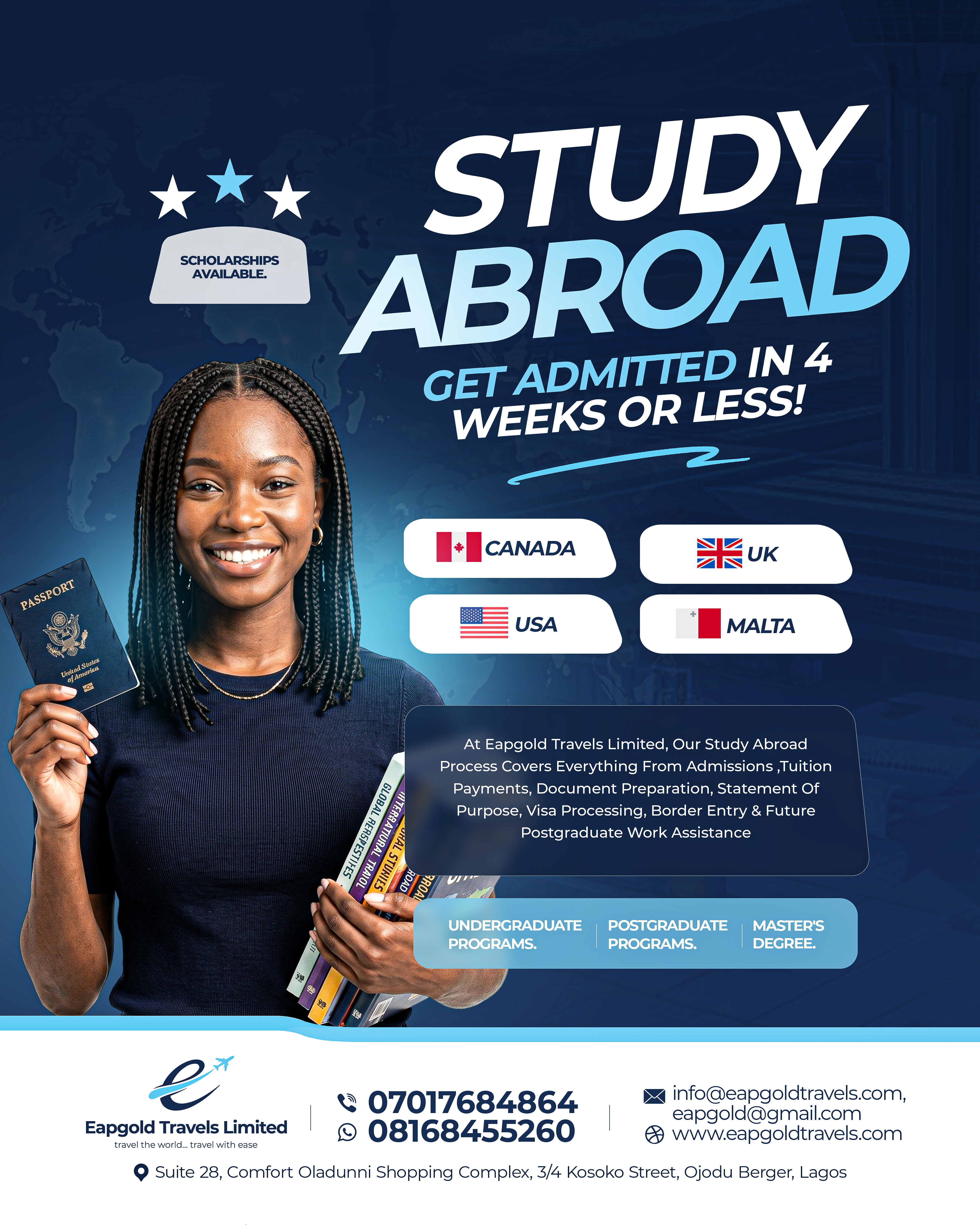 Study Abroad - Get Admitted In 4 Weeks Or Less!